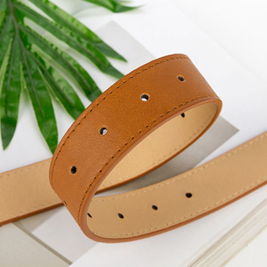 Picture of Coffee - PU Leather Square Buckle Belt Waistband For Women Jeans 105cm, 1 Piece