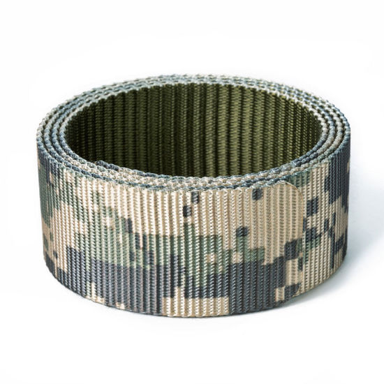 Picture of Green - Camouflage Nylon Canvas Durable Strap Webbing For Belt DIY Clothing Accessories 110cm, 1 Piece