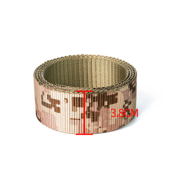 Picture of Green - Camouflage Nylon Canvas Durable Strap Webbing For Belt DIY Clothing Accessories 110cm, 1 Piece