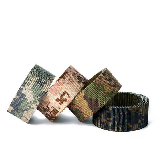 Picture of Green - Camouflage Nylon Canvas Durable Strap Webbing For Belt DIY Clothing Accessories 120cm, 1 Piece