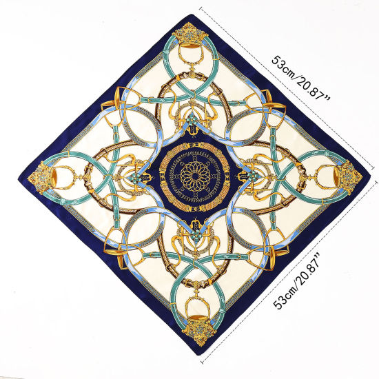 Picture of Multicolor - Silk Women's Square Scarf Chain Pattern 53x53cm, 1 Piece