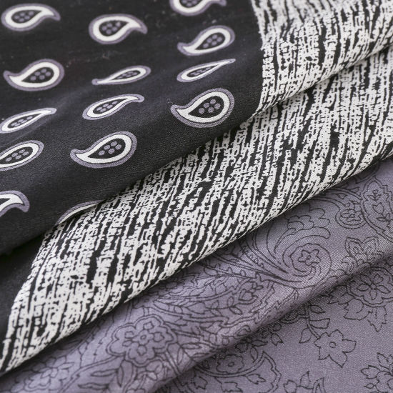 Picture of Black - Silk Women's Square Scarf Paisley Pattern 53x53cm, 1 Piece