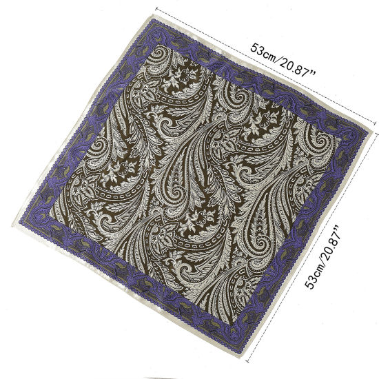 Picture of Purple - Silk Women's Square Scarf Paisley Pattern 55x55cm, 1 Piece