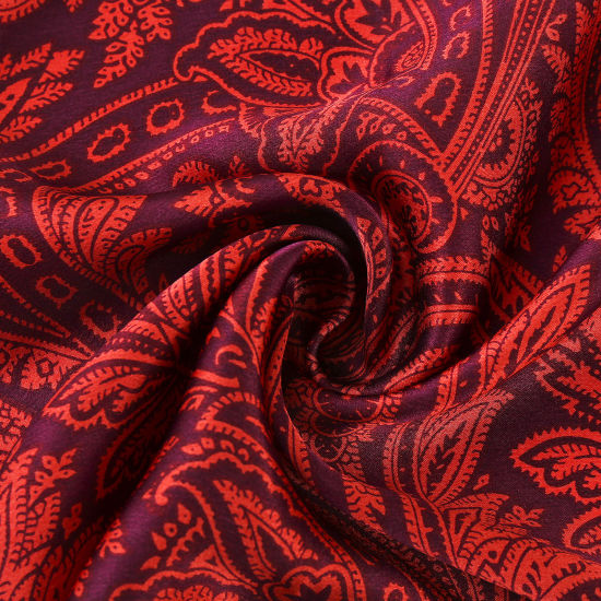 Picture of Red - Silk Women's Square Scarf Paisley Pattern 55x55cm, 1 Piece