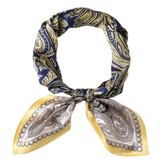 Picture of Champagne - Silk Women's Square Scarf Paisley Pattern 55x55cm, 1 Piece