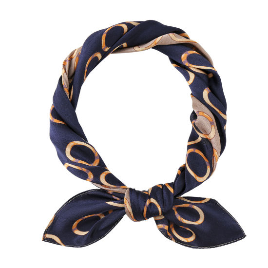 Picture of Blue - Silk Women's Square Scarf Circle Ring Pattern 53x53cm, 1 Piece