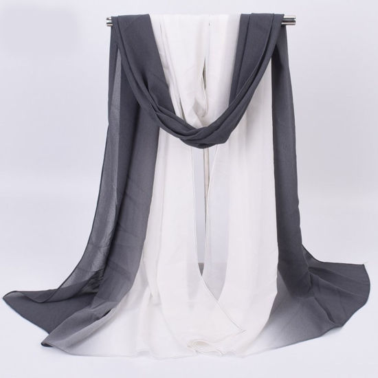 Picture of Dark Gray - 2# Chiffon Two Tone Gradient Women's Scarf 70x180cm, 1 Piece