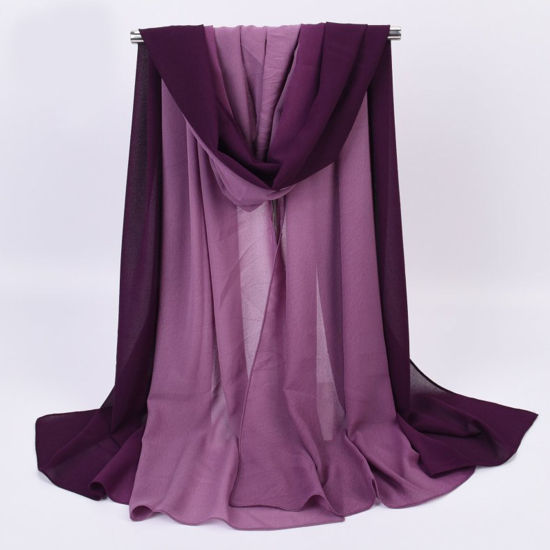 Picture of Dark Purple - 6# Chiffon Two Tone Gradient Women's Scarf 70x180cm, 1 Piece