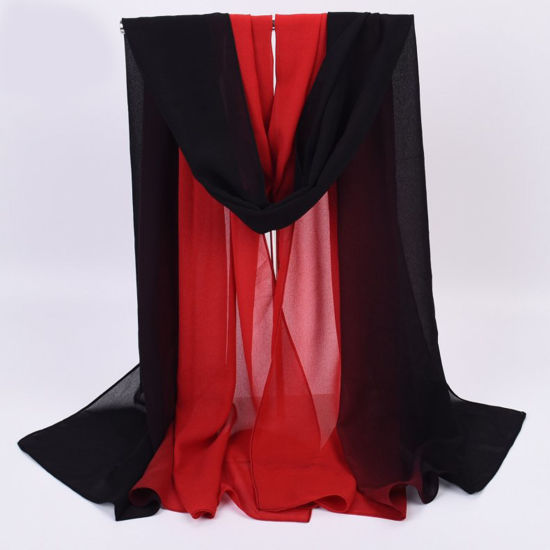 Picture of Red - 7# Chiffon Two Tone Gradient Women's Scarf 70x180cm, 1 Piece