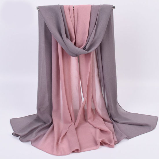 Picture of Dark Pink - 10# Chiffon Two Tone Gradient Women's Scarf 70x180cm, 1 Piece