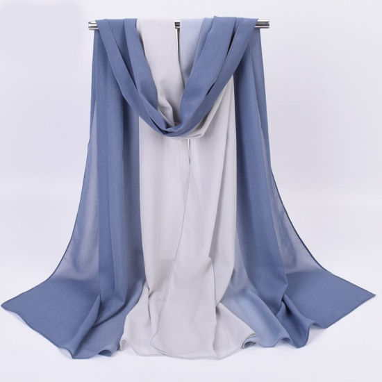 Picture of Steel Gray - 12# Chiffon Two Tone Gradient Women's Scarf 70x180cm, 1 Piece