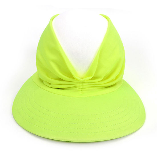 Изображение Neon Yellow - Summer Women's Anti-Ultraviolet Elastic Adult Empty Top Sun Hat M（56-65cm）, 1 Piece