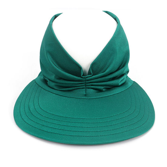 Изображение Emerald Green - Summer Women's Anti-Ultraviolet Elastic Adult Empty Top Sun Hat M（56-65cm）, 1 Piece