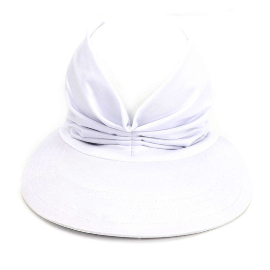 Изображение White - Summer Women's Anti-Ultraviolet Elastic Adult Empty Top Sun Hat M（56-65cm）, 1 Piece