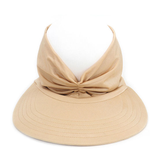 Изображение Light Tan - Summer Women's Anti-Ultraviolet Elastic Adult Empty Top Sun Hat M（56-65cm）, 1 Piece