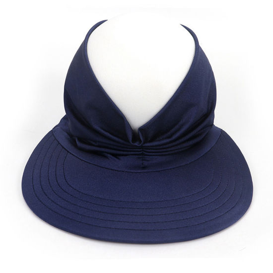 Изображение Navy Blue - Summer Women's Anti-Ultraviolet Elastic Adult Empty Top Sun Hat M（56-65cm）, 1 Piece