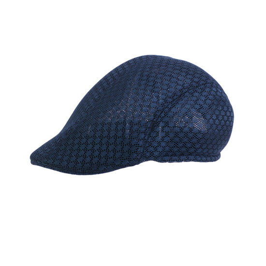Picture of Navy Blue - Cotton Mesh Breathable Men's Classic Newsboy Hat Flat Cap M（56-58cm）, 1 Piece
