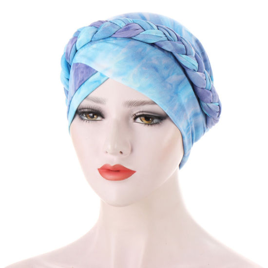 Picture of Lake Blue - Polyamide Women's Turban Hat Braided Tie-dye 58cm long, 1 Piece