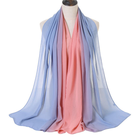 Picture of Orange Pink - 10# Chiffon Women's Hijab Scarf Two Tone Gradient Color 180x70cm, 1 Piece