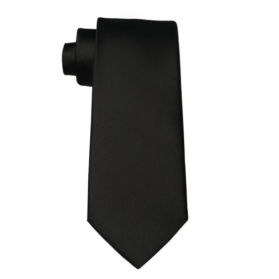 Picture of Black - Men's Solid Color Glossy Tie Necktie Suit Accessories 147x8cm, 1 Piece