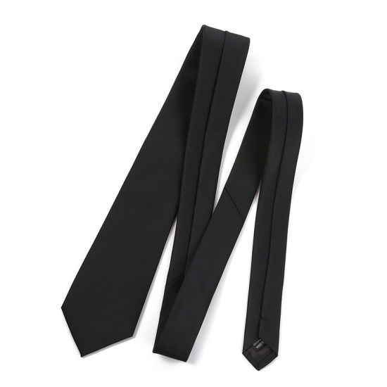 Изображение Black - Men's Solid Color Glossy Tie Necktie Suit Accessories 147x8cm, 1 Piece