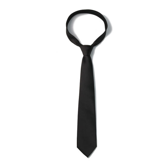 Image de Noir - Accessoires de costume de cravate brillante de couleur unie pour hommes 147x8cm, 1 pièce
