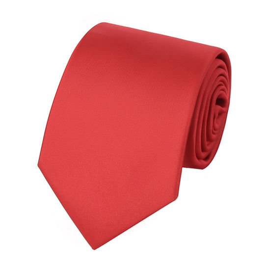 Picture of Red - Men's Solid Color Glossy Tie Necktie Suit Accessories 147x8cm, 1 Piece