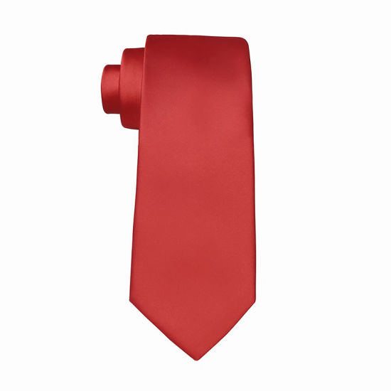 Image de Rouge - Accessoires de costume de cravate brillante de couleur unie pour hommes 147x8cm, 1 pièce