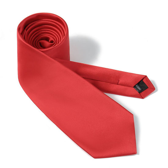 Bild von Rot - Herren Einfarbig Glänzende Krawatte Krawatte Anzug Accessoires 147x8cm, 1 Stück