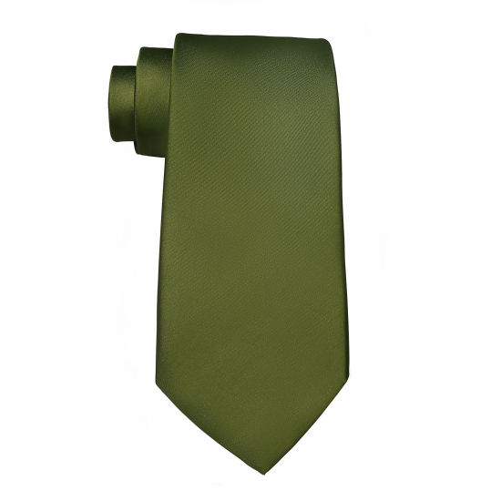 Bild von Army Green - Herren Einfarbig Glänzend Krawatte Krawatte Anzug Zubehör 147x8cm, 1 Stück