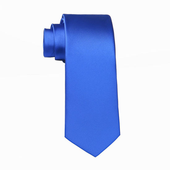 Picture of Royal Blue - Men's Solid Color Glossy Tie Necktie Suit Accessories 147x8cm, 1 Piece