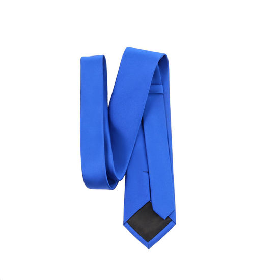 Image de Bleu royal - Accessoires de costume de cravate brillante de couleur unie pour hommes 147x8cm, 1 pièce