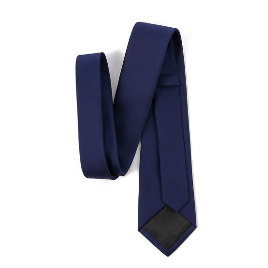 Bild von Marineblau - Herren Einfarbig Glänzend Krawatte Krawatte Anzug Zubehör 147x8cm, 1 Stück