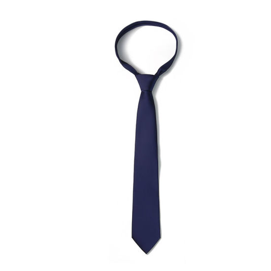 Image de Bleu marine - Accessoires de costume cravate brillant de couleur unie pour hommes 147x8cm, 1 pièce