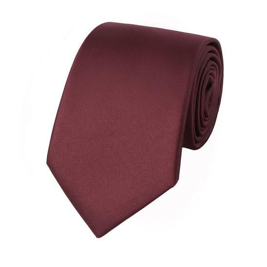 Изображение Wine Red - Men's Solid Color Glossy Tie Necktie Suit Accessories 147x8cm, 1 Piece