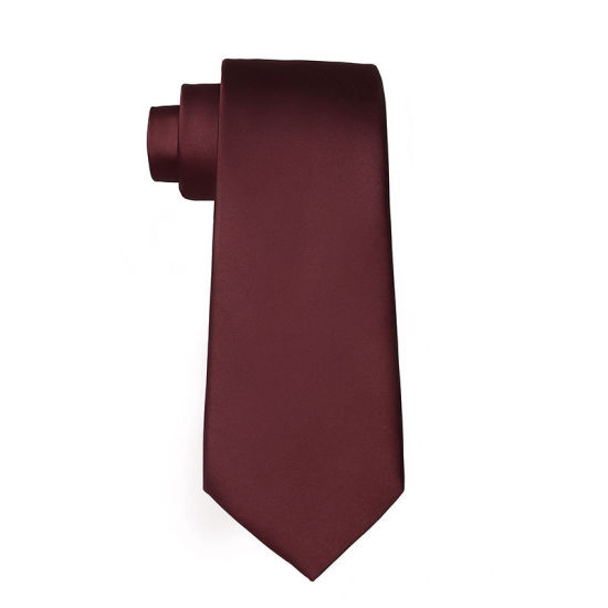 Изображение Wine Red - Men's Solid Color Glossy Tie Necktie Suit Accessories 147x8cm, 1 Piece