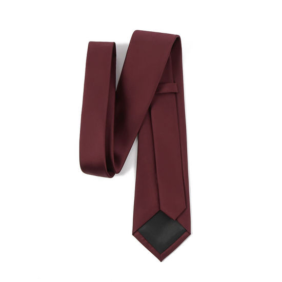 Bild von Weinrot - Herren Einfarbig Glänzend Krawatte Krawatte Anzug Accessoires 147x8cm, 1 Stück