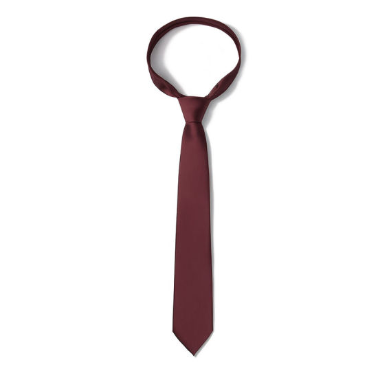 Image de Vin rouge - Accessoires de costume de cravate brillante de couleur unie pour hommes 147x8cm, 1 pièce