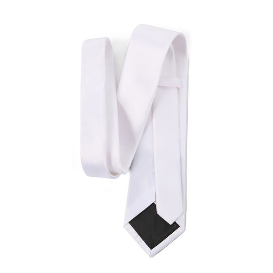 Image de Blanc - Accessoires de costume de cravate brillante de couleur unie pour hommes 147x8cm, 1 pièce