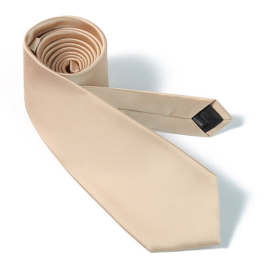 Picture of Champagne - Men's Solid Color Glossy Tie Necktie Suit Accessories 147x8cm, 1 Piece