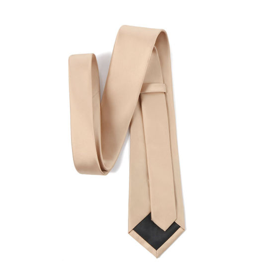 Image de Champagne - Accessoires de costume de cravate brillante de couleur unie pour hommes 147x8cm, 1 pièce