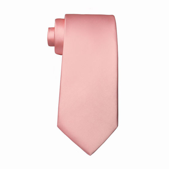 ピンク-メンズ無地光沢ネクタイネクタイスーツアクセサリー147x8cm、1 個 の画像