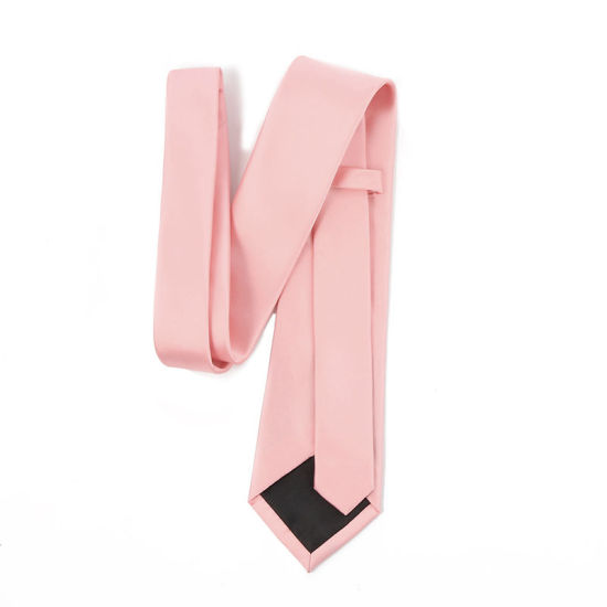 Bild von Rosa - Herren Einfarbig Glänzende Krawatte Krawatte Anzug Accessoires 147x8cm, 1 Stück