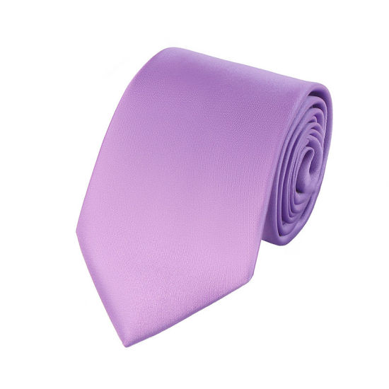 Изображение Purple - Men's Solid Color Glossy Tie Necktie Suit Accessories 147x8cm, 1 Piece