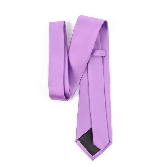 Image de Violet - Accessoires de costume de cravate brillante de couleur unie pour hommes 147x8cm, 1 pièce