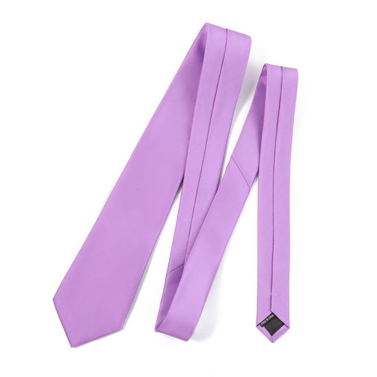 Picture of Purple - Men's Solid Color Glossy Tie Necktie Suit Accessories 147x8cm, 1 Piece