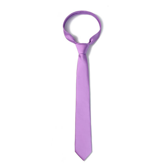 Bild von Lila - Herren Einfarbig Glänzende Krawatte Krawatte Anzug Accessoires 147x8cm, 1 Stück
