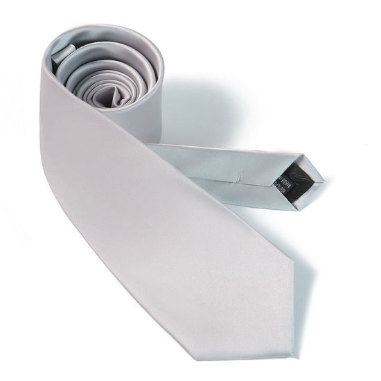Изображение Silver-gray - Men's Solid Color Glossy Tie Necktie Suit Accessories 147x8cm, 1 Piece