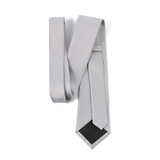 Изображение Silver-gray - Men's Solid Color Glossy Tie Necktie Suit Accessories 147x8cm, 1 Piece