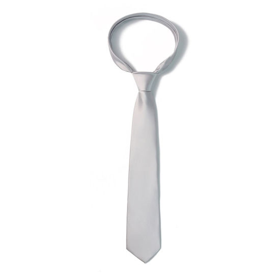 Bild von Silbergrau - Herren Einfarbig Glanz Krawatte Krawatte Anzug Accessoires 147x8cm, 1 Stück